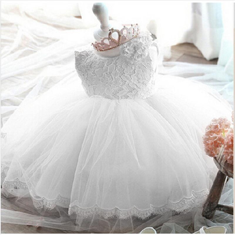 Luxury Modern Designer Baby Girls Flower Gowns Baptism Princess tutu Birthday Dress WIth Big Bow On Back