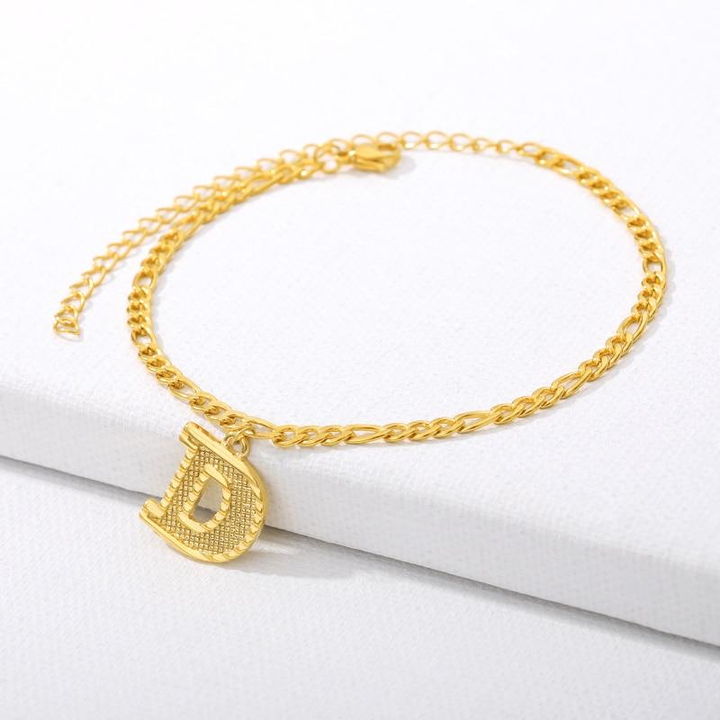 Luxury Anklets Letter Bracelets For Women Stainless Steel Alphabet Ankle Bracelet  Gold Chain Foot Jewellry