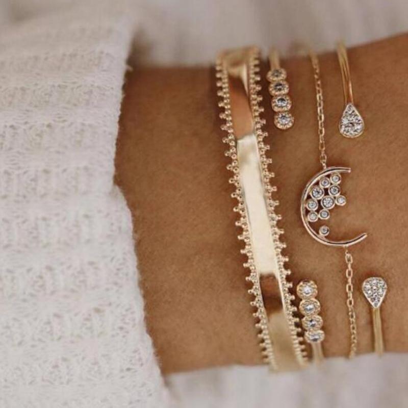 Bohemian Gold Tassel Bracelets For Women Summer Shell Clear Crystal Stone Luxury Jewelry