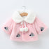 Princess Baby Girls Winter Thick Bownot Cloak Coat Flower for Children In Modern New Design With Flowers