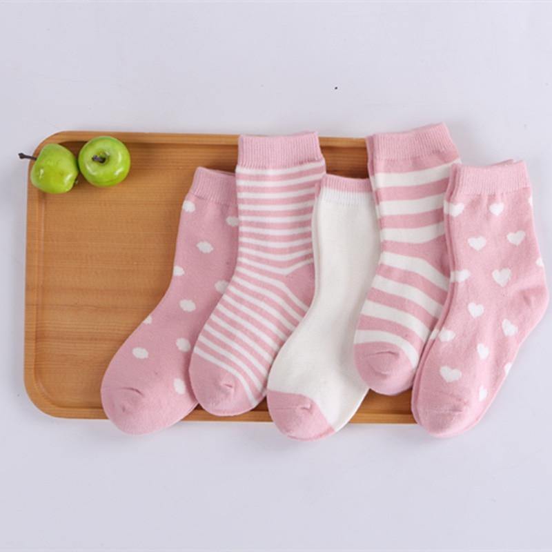 Luxury Modern 5pair Socks Set Kids Soft Cotton Socks Baby Cute Cartoon Warm Dots Fashion Sport Socks For Firls and Boys Kids