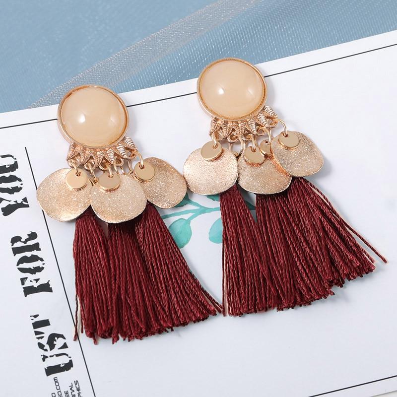 Tassel Modern Epic Retro  Bohemian Tassel Earrings for Women In  Cotton Silk Fabric Long Fringe Drop Dangle Earrings Design