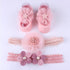 Flower Baby Girl Headband Socks Set Shoes With  Crown Bows Newborn Headbands For Girls Turban Baby Hair Accessories