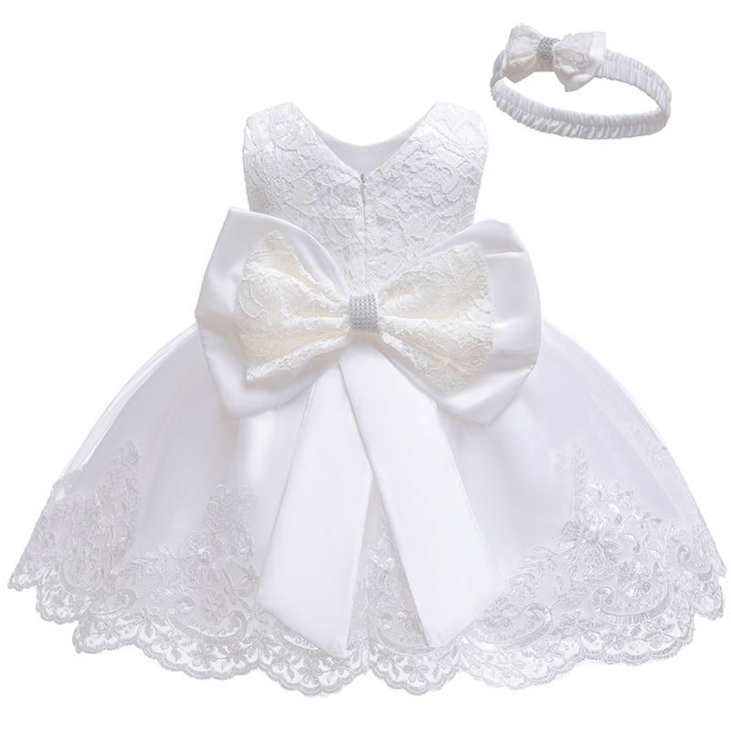 Modern luxury Baby Elegant Baby Girls 1st Year Birthday Dress Halloween Costume Party Dress For Baby And Girls With Big Bow And Modern Unique Colors