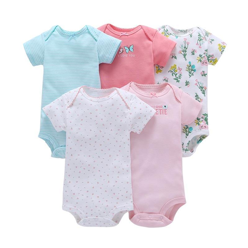 5PCS/SET Baby Bodysuit Newborn Clothes Short Sleeve Cotton Unisex Body Clothing Pajams for Kids