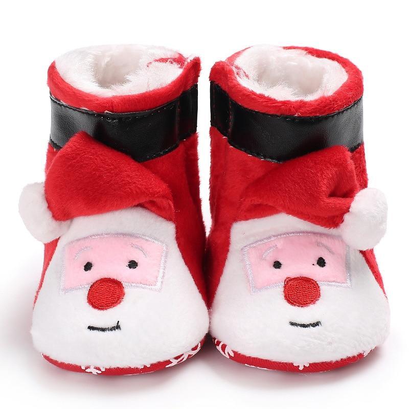 Unisex Baby Shoes Baby Boys Girls Winter Warm Santa Claus First Walkers Cute Christmas Baby Boots