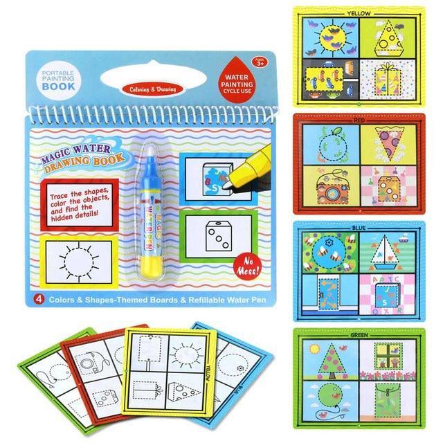 Reusable Magic Water Drawing Book With Pen Coloring Painting Book Drawing Board Juguetes Education Learning Toys for Children