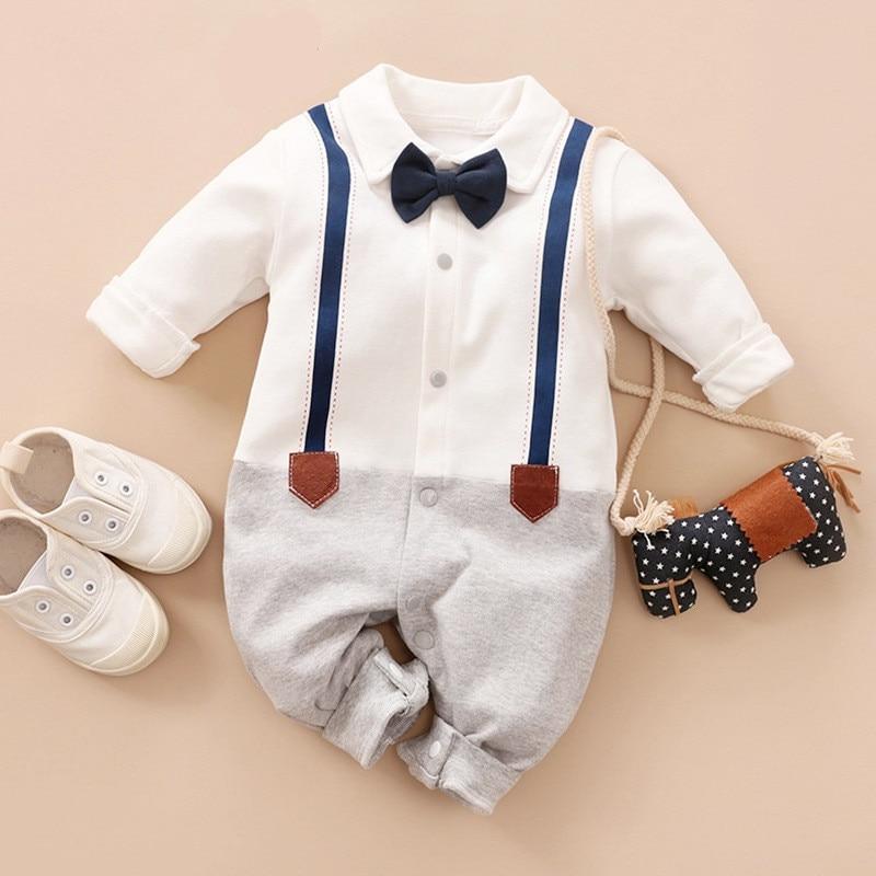 Luxury Modern Baby Boy Infant Rompers Baby Clothes Kids With Bow Modern Baby Costume Suit