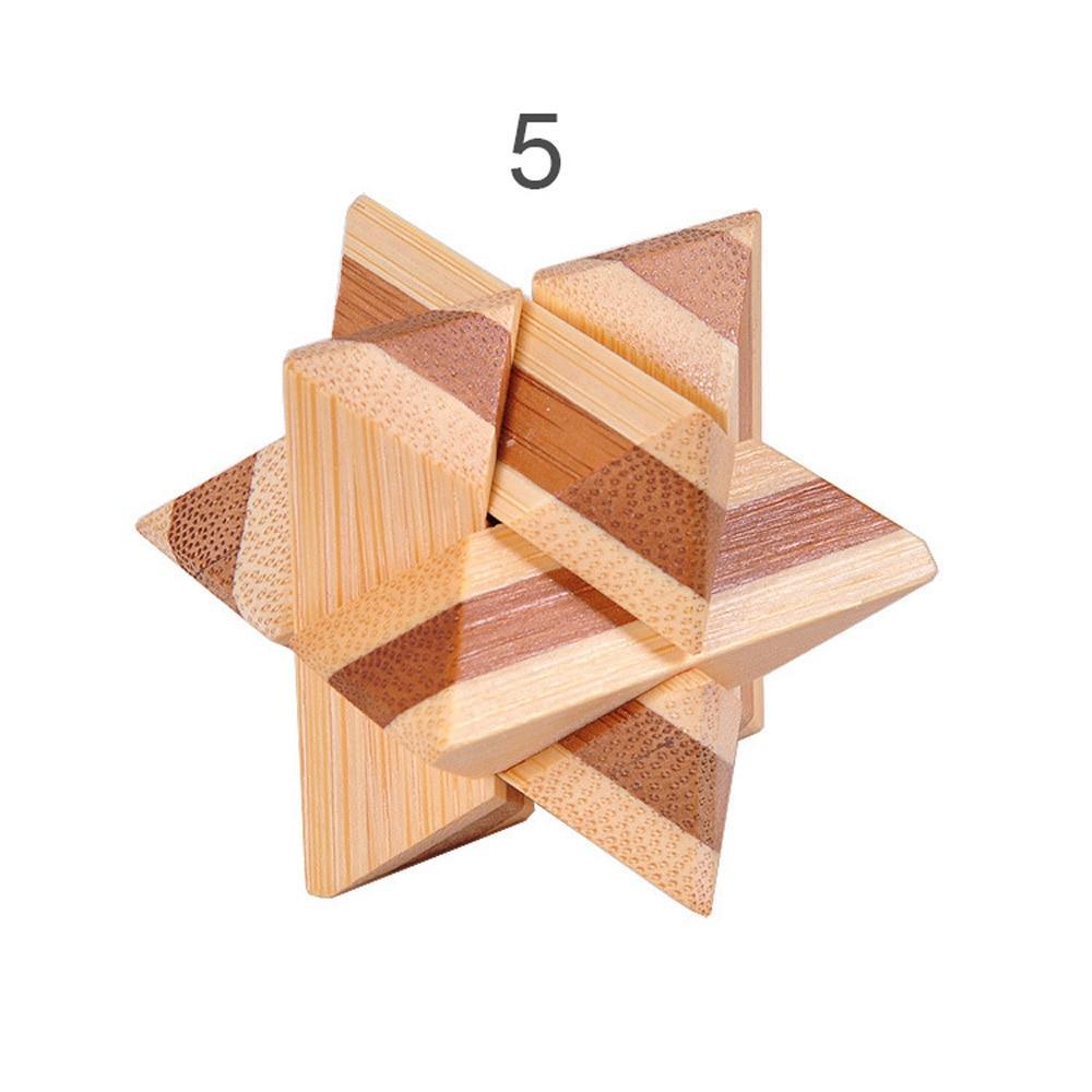 12 Style Brain Teaser 3D Wooden Interlocking Puzzles Game Toy Bamboo Small Size For Adults Kids