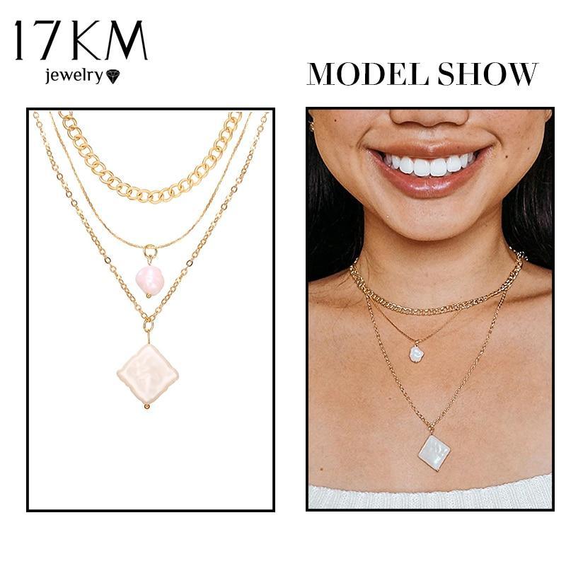 Bohemian Gold Necklaces For Women Multilayer Fashion Pearl Pendants Necklace Portrait Chokers Trendy New Jewelry Gift