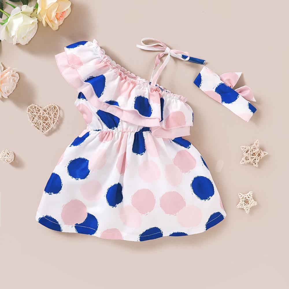 New Baby Girl Dress Cute Dot Sleeveless Newborn Bowknot Dress with Headband Set Princess Baby Girl Party Clothes In Modern New Design