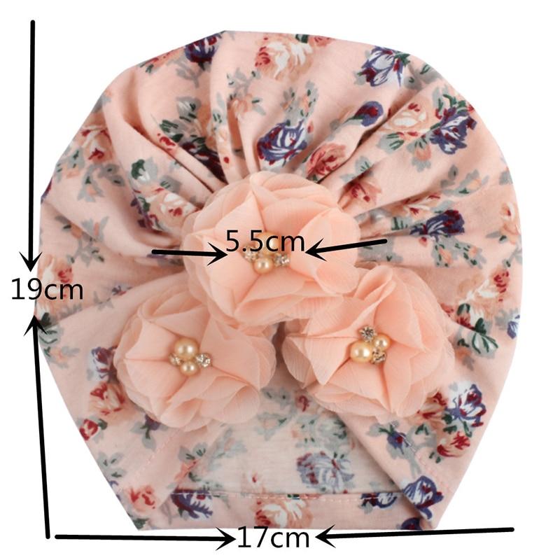 Handmade Luxury Flower With Pearl Cotton Soft Baby Turban Headband Handmade Elastic Baby Head Wrap Newborn Hair Accessories For Girls