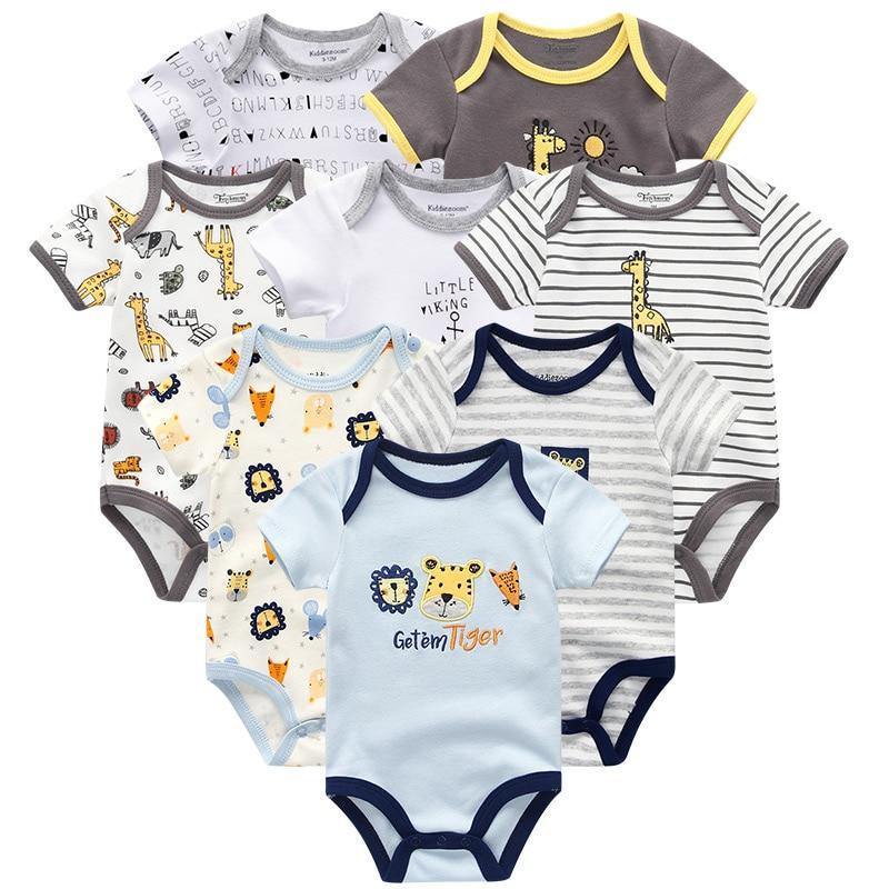 8PCS Set Modern Baby Rompers Cotton Overalls Newborn Clothes Jumpsuit Sumemr Baby set for Boys and Girls Kids