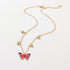 Luxury European Women Butterfly Pendant Necklaces Colorful Rhinestone Gold Chain Simple Choker Necklace