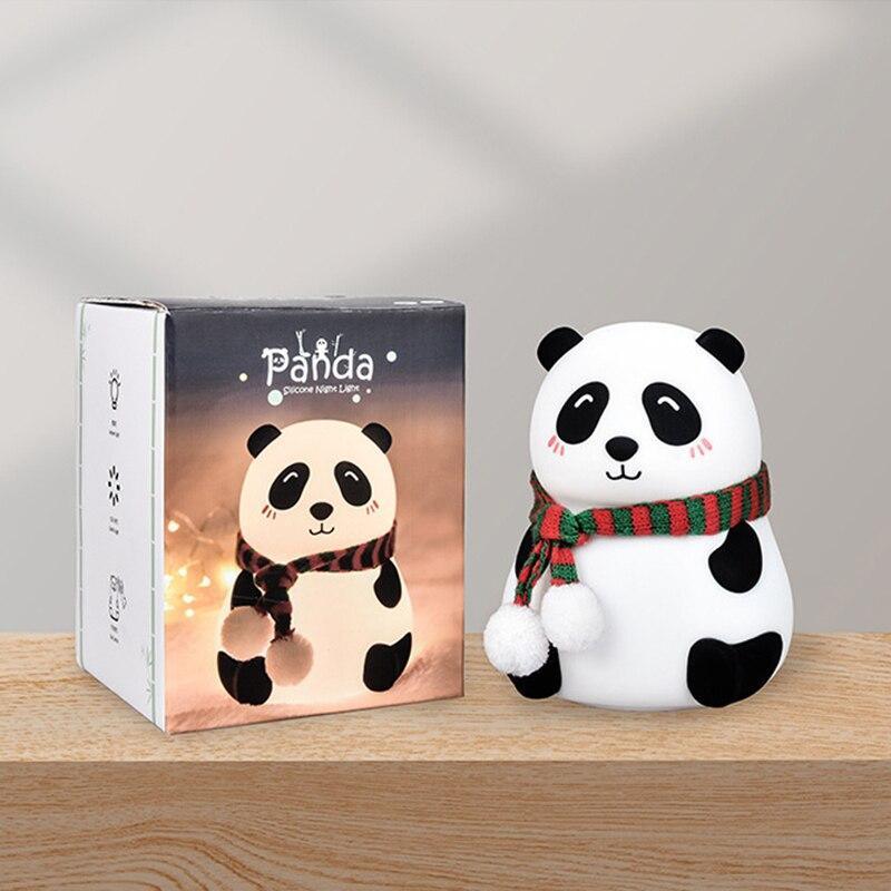 Night Light for Kids, 7-Color Silicone Big Eyes Panda Nursery Lights, USB Rechargeable LED Lamp for Girls and Boys Bedrooms