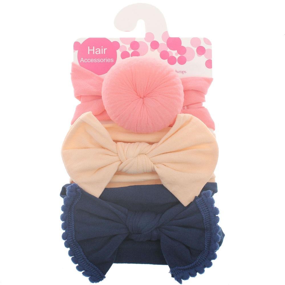 Fashion Baby Nylon Bow Headband Newborn Bowknot Round Ball Head wrap Flower Turban Girls Hair Bands Bow For Kids