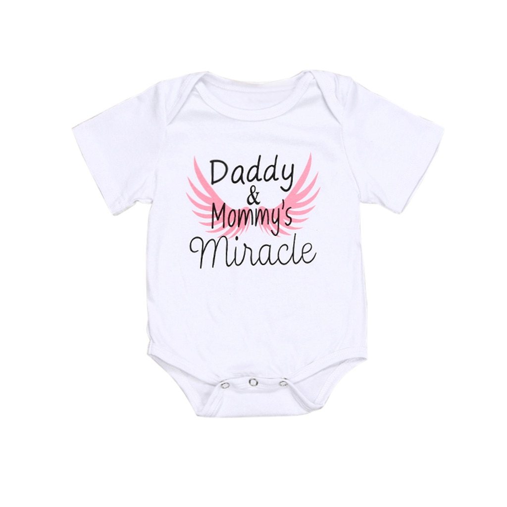 Newborn Kids Baby Girls Boys Clothes Father's Day Letter Print Romper Bodysuit For Baby For Girls And Boys Dadies & Momies Miracle Print