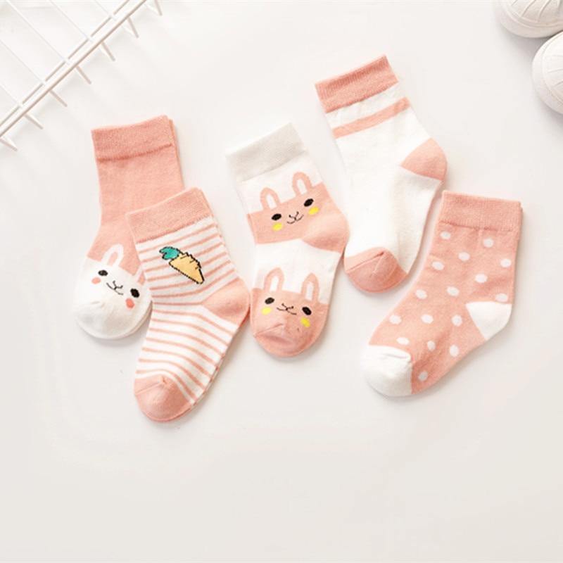 Luxury Modern 5pair Socks Set Kids Soft Cotton Socks Baby Cute Cartoon Warm Dots Fashion Sport Socks For Firls and Boys Kids