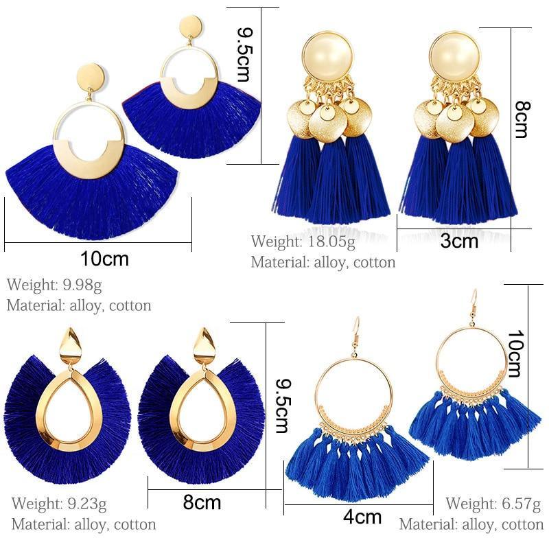 Tassel Modern Epic Retro  Bohemian Tassel Earrings for Women In  Cotton Silk Fabric Long Fringe Drop Dangle Earrings Design