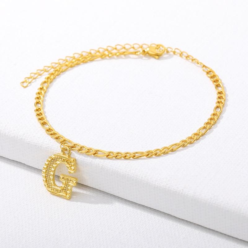 Luxury Anklets Letter Bracelets For Women Stainless Steel Alphabet Ankle Bracelet  Gold Chain Foot Jewellry