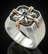 Unique Design Men's Creative Vintage Rings Stainless Steel AAA Zircon Inlay Two Tone Viking Compass Ring for Men Weeding Luxury Design