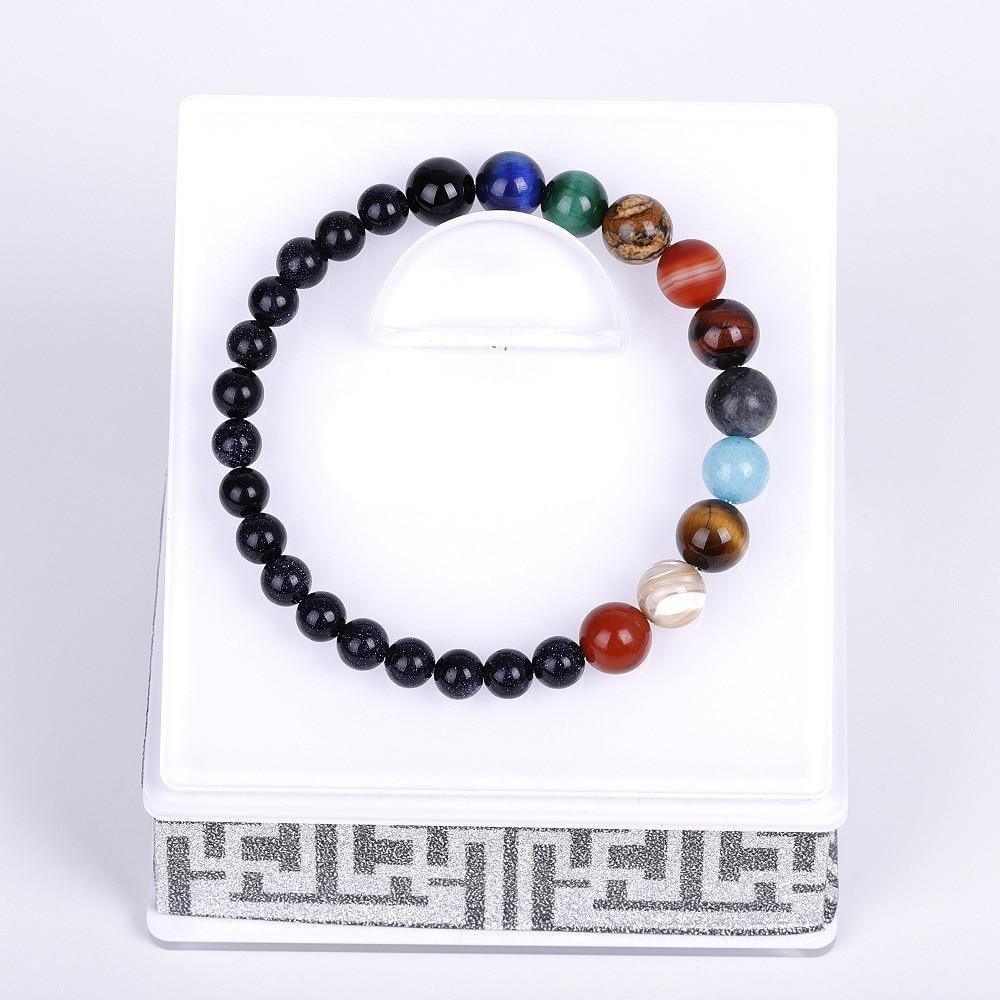 Galaxy Solar System Bracelet Universe Nine Planets Natural Stone Stars Earth Moon Bracelet For Women Man Fashion Jewelry