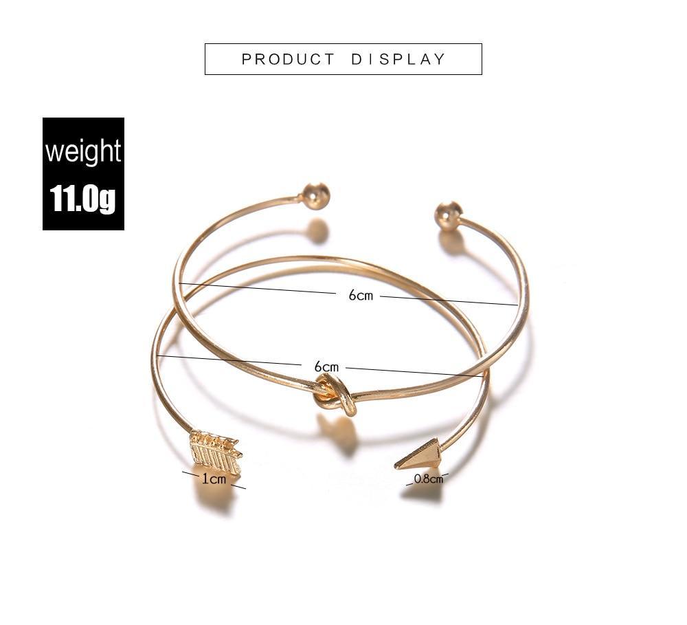 Luxury New Modern Fashion Bracelet Arrow Knotted Opening Elegant Bracelet Set Gold-Color For Woman