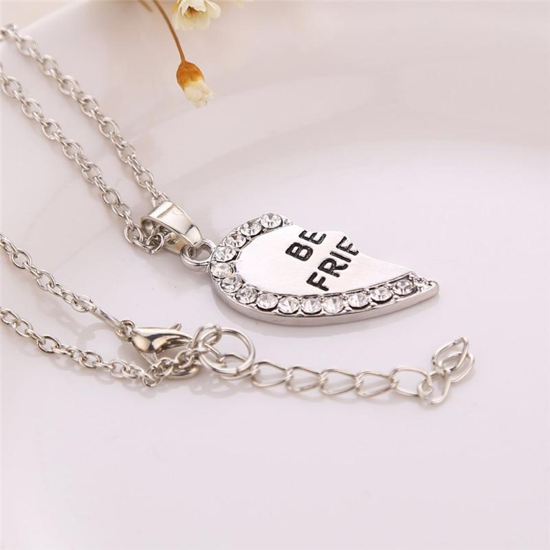 BFF Trendy Necklace For Women Crystal Elegant Heart Pendant Best Friend Letter Luxury Necklace Fashion Couple Necklace Men Friendship Jewelry