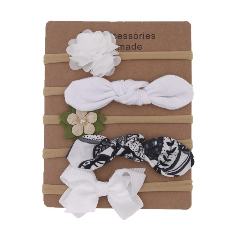 Handmade Set Baby Headband Solid Knot Flower Hair Bow Kids Nylon Elastic Soft Hair Bands Handmade For Girls Hair Accessories