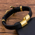 Trendy Modern Charm Luxury Woven Amazing Stainless Steel Gold Magnet Rope Cool Leather Anchor Elegant Bracelets For Men Black Bangle Rock Hip Hop  Jewelry