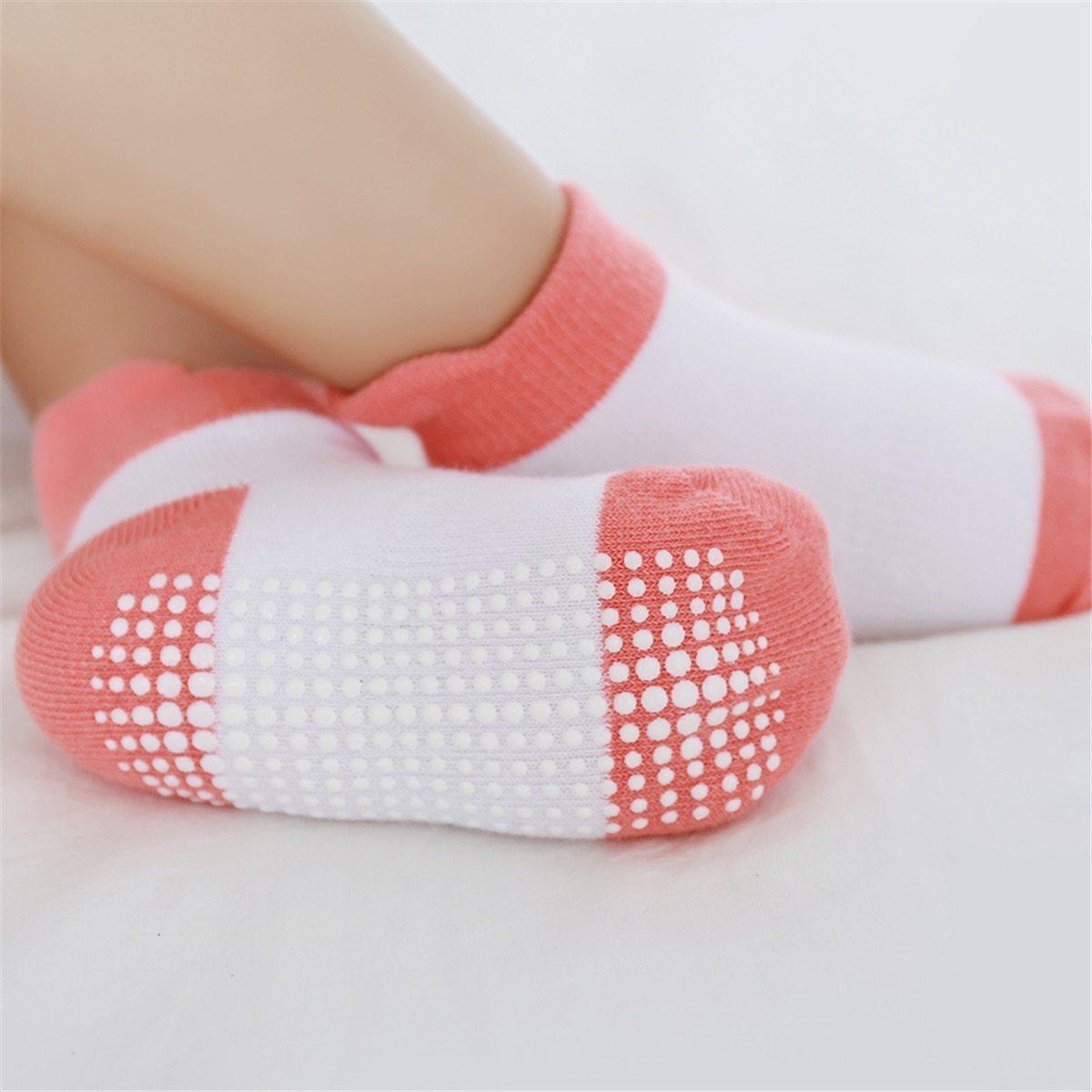 6 Pairs Cotton Baby 's Non-slip Boat Low Cut Floor Socks With Rubber Grips For Boys & Girls Sock