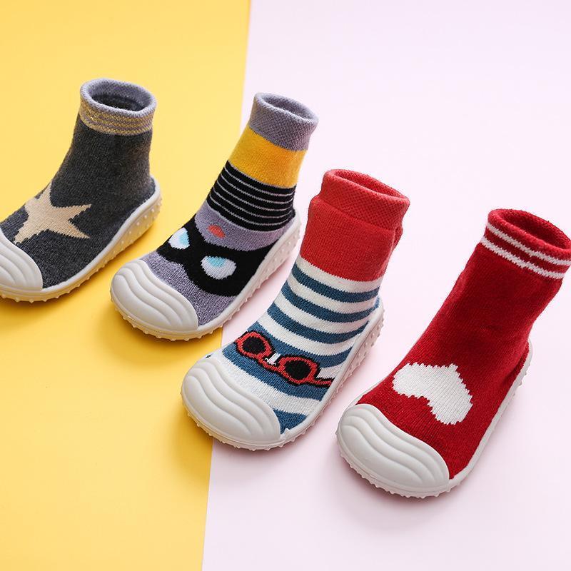 Unisex Cartoon Baby Children's Floor Socks Baby Rubber Soft Sole Socks Breathable Cotton Warm Shoes