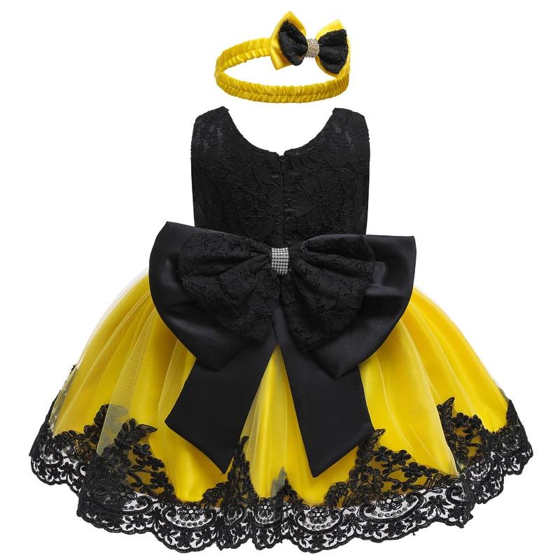 Modern luxury Baby Elegant Baby Girls 1st Year Birthday Dress Halloween Costume Party Dress For Baby And Girls With Big Bow And Modern Unique Colors