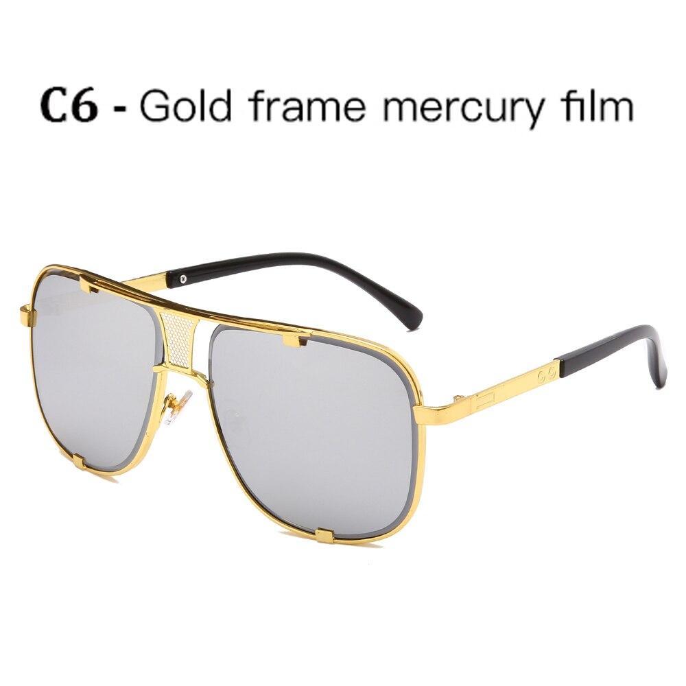 Modern Luxury Fashion Metal Gradient Square Big Frame Men's Sunglasses Brand Design Driving Sunglasses Retro Glasses Oculos De Sol