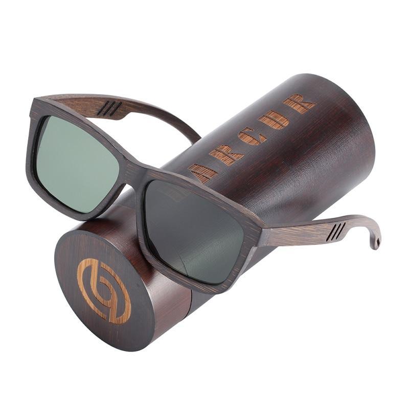 New Elegant Square Sunglasses Bamboo Brown Wood Sun glasses Polarized Vintage For Women and Men With UV400 Protection