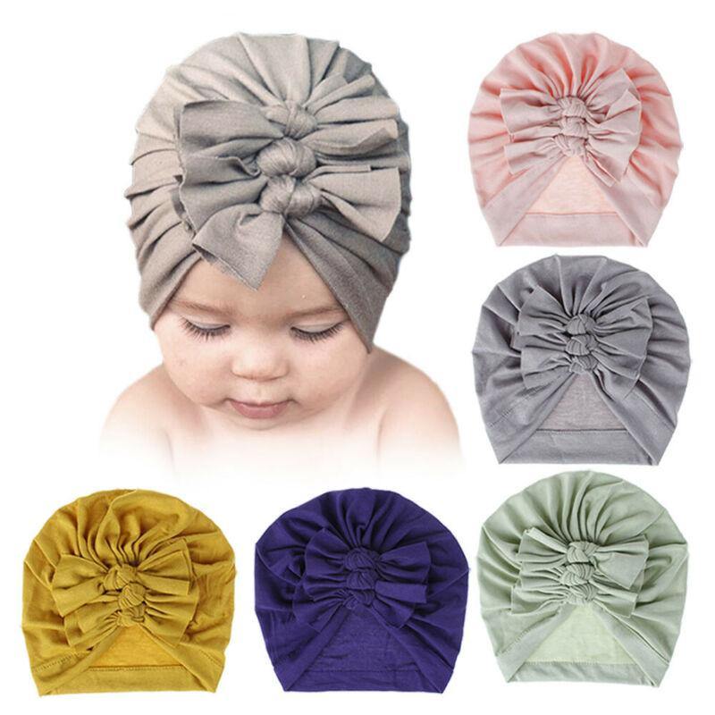 Modern Handamde Toddler Baby Boys& Girls Turban Head Wrap Beanie Cotton Hat Solid Cap Headband For Kids