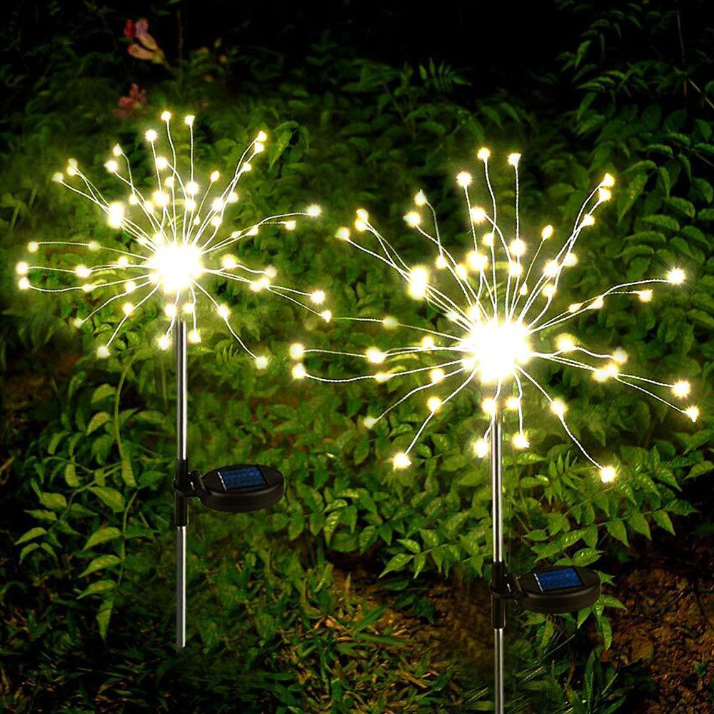 Modern Garden Luxury LED Solar Waterproof Lamp In Shape Of Tree Fireworks With Copper Wires