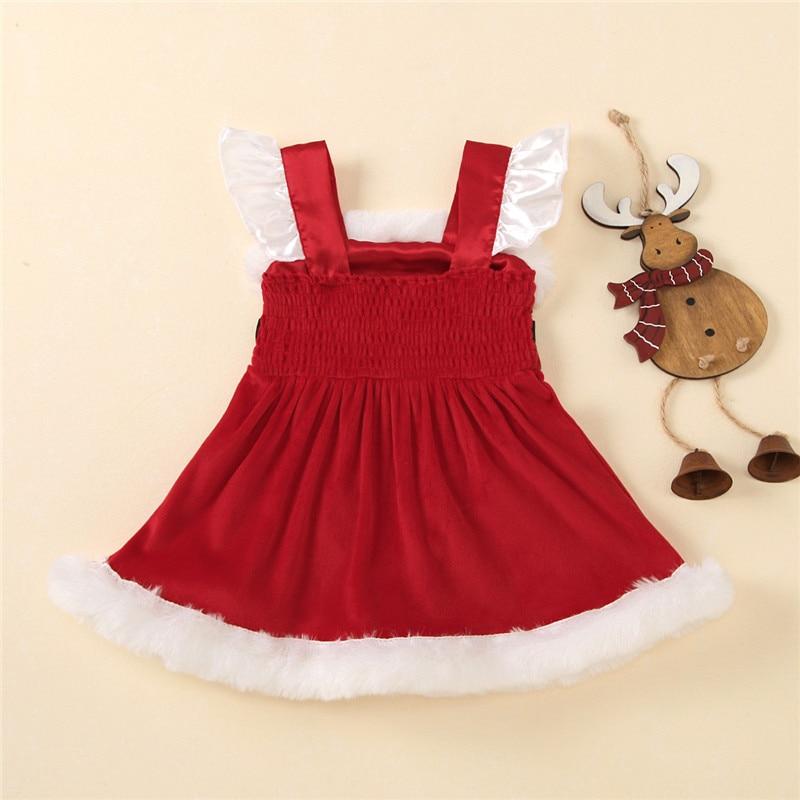 Baby Girls Christmas Romper Dress Fly Sleeve Sequins Romper Dress for Kids Toddler Girls Dresses For Girl In Elegant Christmas Style