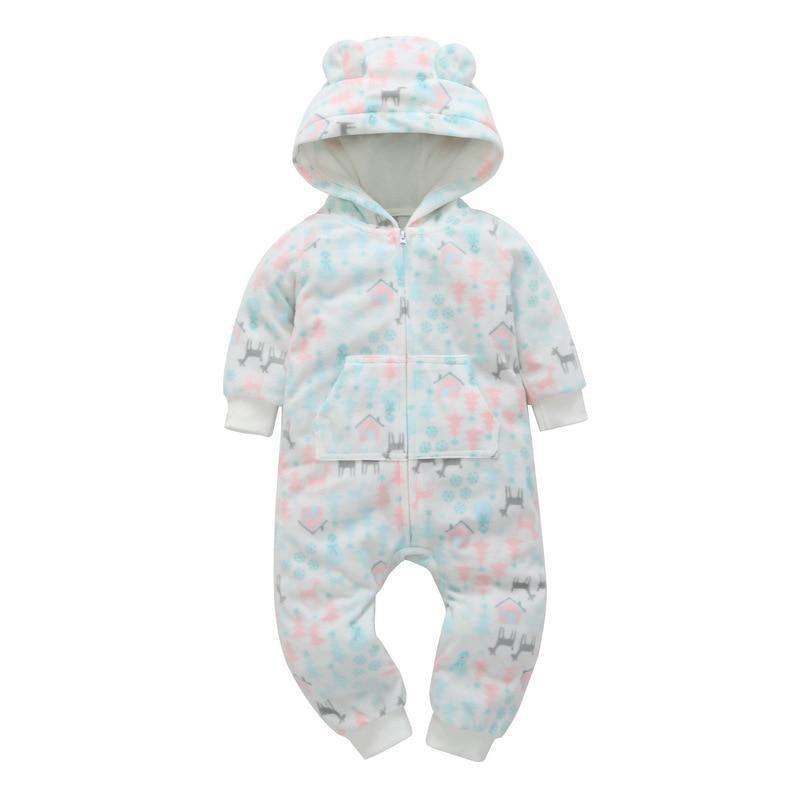 Modern Popular Fashion Newborn One Piece Fleece Hooded Jumpsuit Long Sleeved Baby Body suits Romper For Girls and Boys Kids