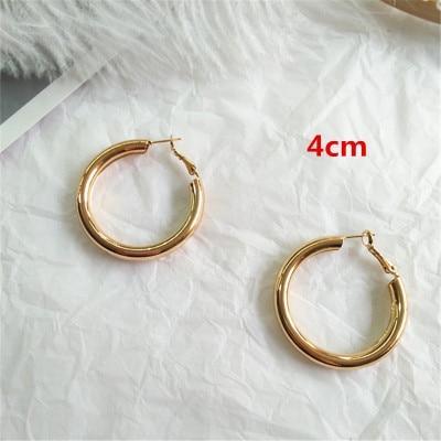 New Minimalist Gold Metal Large Circle Geometric Round Big Hoop Earrings for Women and Girl In Wedding Party Jewelry Style