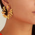 Charming Elegant Big Flowers Drop Earrings for Women Luxury Butterfly Gold Metal Pearl Stone New Leaf Jewelry