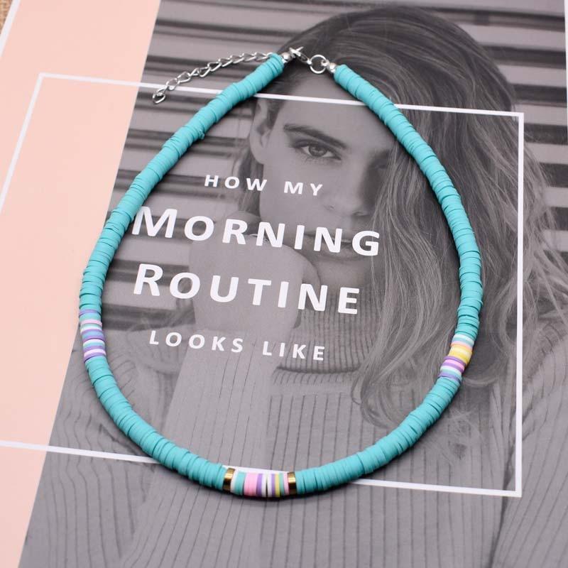 Handmade Polymer Clay Necklace Soft Pottery Choker Necklace Colorful Surfer Beads Collar  Jewelry Gifts