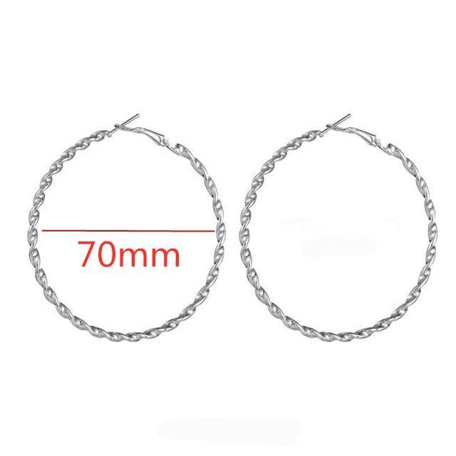 Big Circle Gold and Silver Luxury Woman 40mm 60mm 70mm 80mm Exaggerate Big Smooth Circle Hoop Earrings In Elegant Style