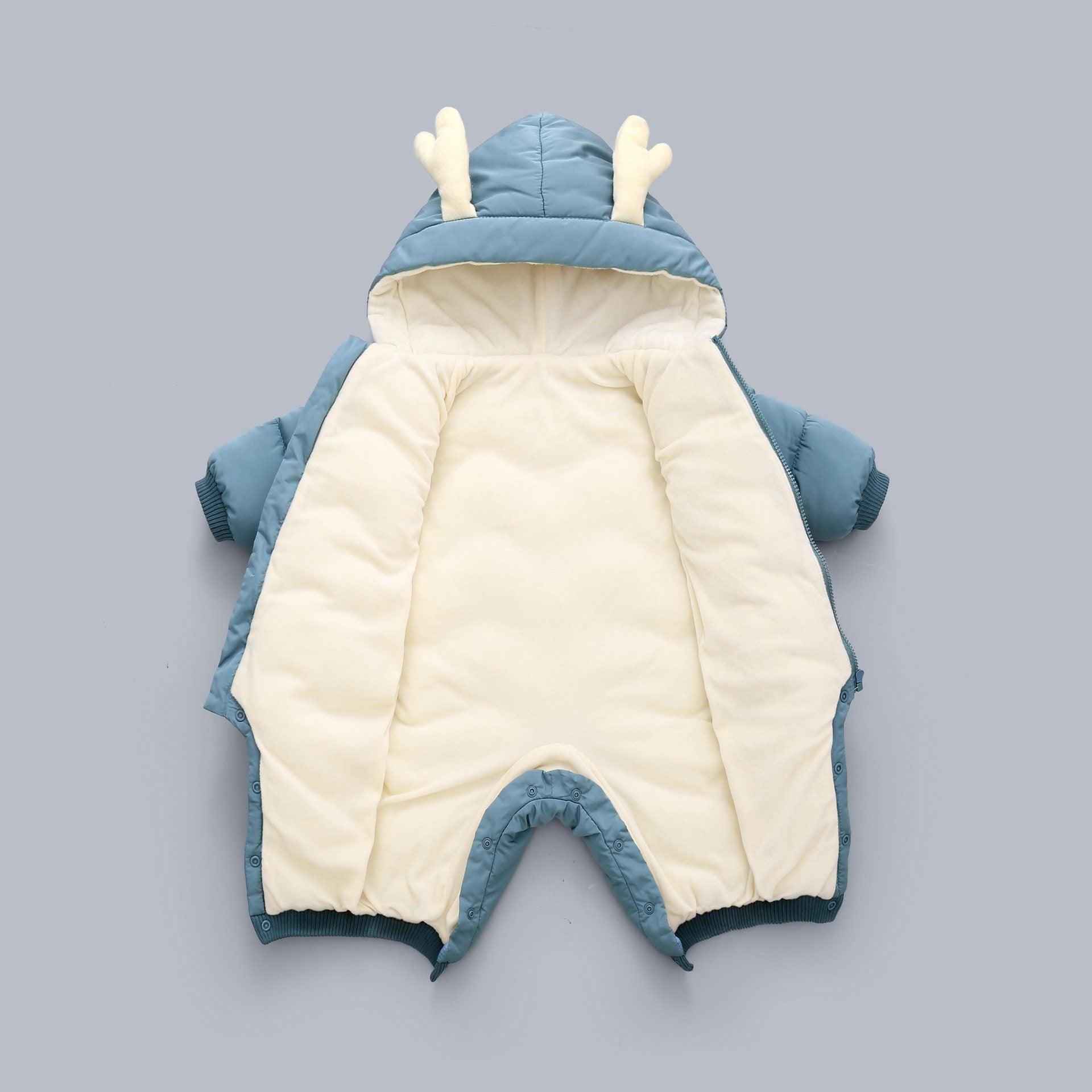 Modern Elegant Baby Warm Thick Cotton Hooded Jumpsuit Snowsuit Rompers Outfit for Children In Modern Design