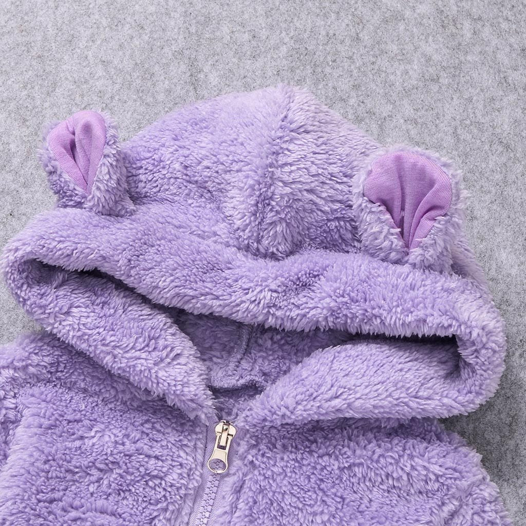 New Winter Trend Warm Newborn Baby Boy Solid Hooded Baby Romper Warm Coat Fleece Jumpsuit Infant Outwear For Boys And Girls