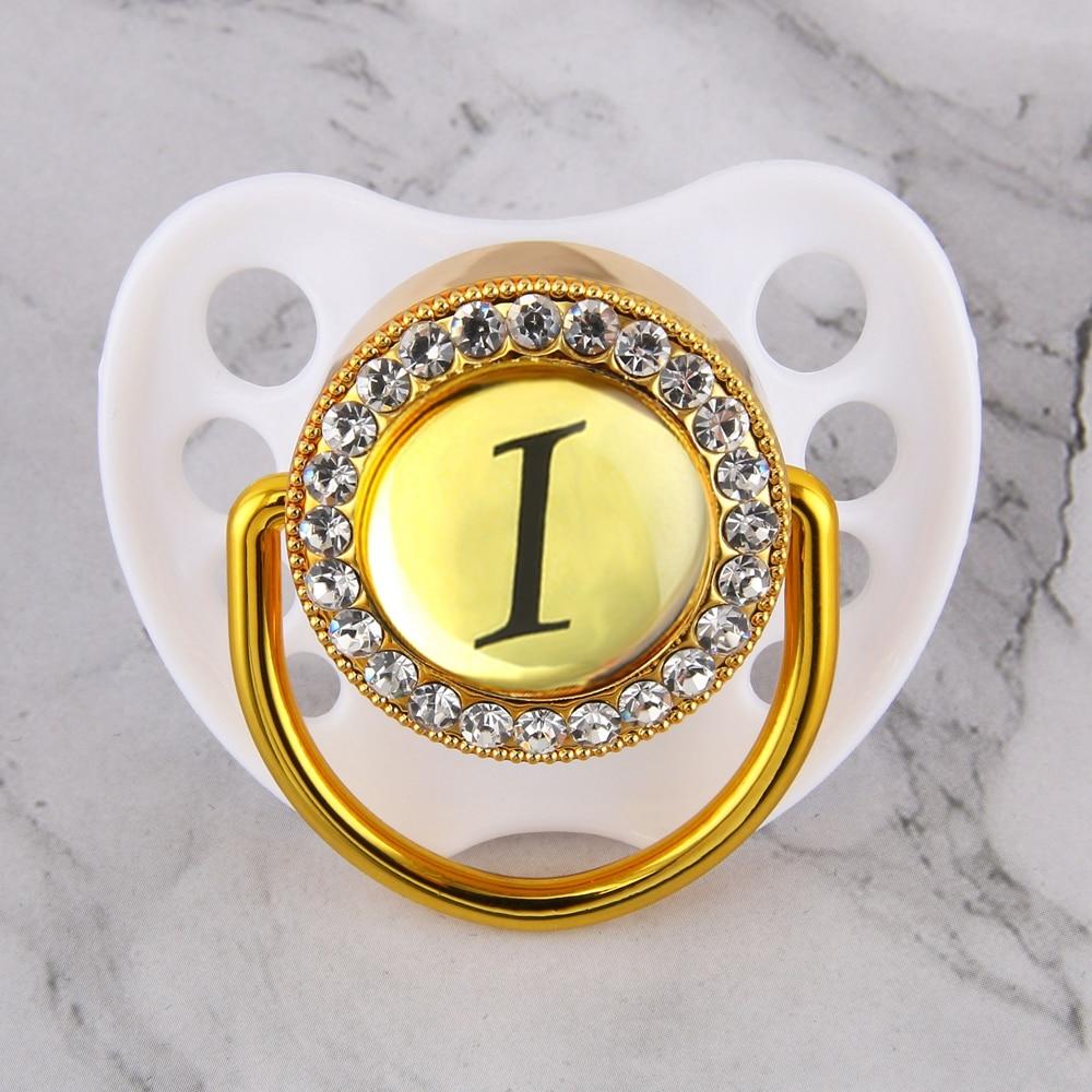 Luxury Glam Crystal White Bling Pacifier 26 Initial Letters Available Handmade Rhinestones Baby Pacifier For Baby