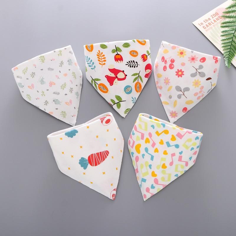 Fashion Modern 5PCS/SET Baby Triangle Double Cotton Bandana Feeding Bibs For Baby Boys/ Girls Baby Kids