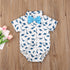 Newborn Boys Bodysuits Bow Short Sleeve Print Single Breasted Jumpsuits Shirt For Baby With Elegant Bow