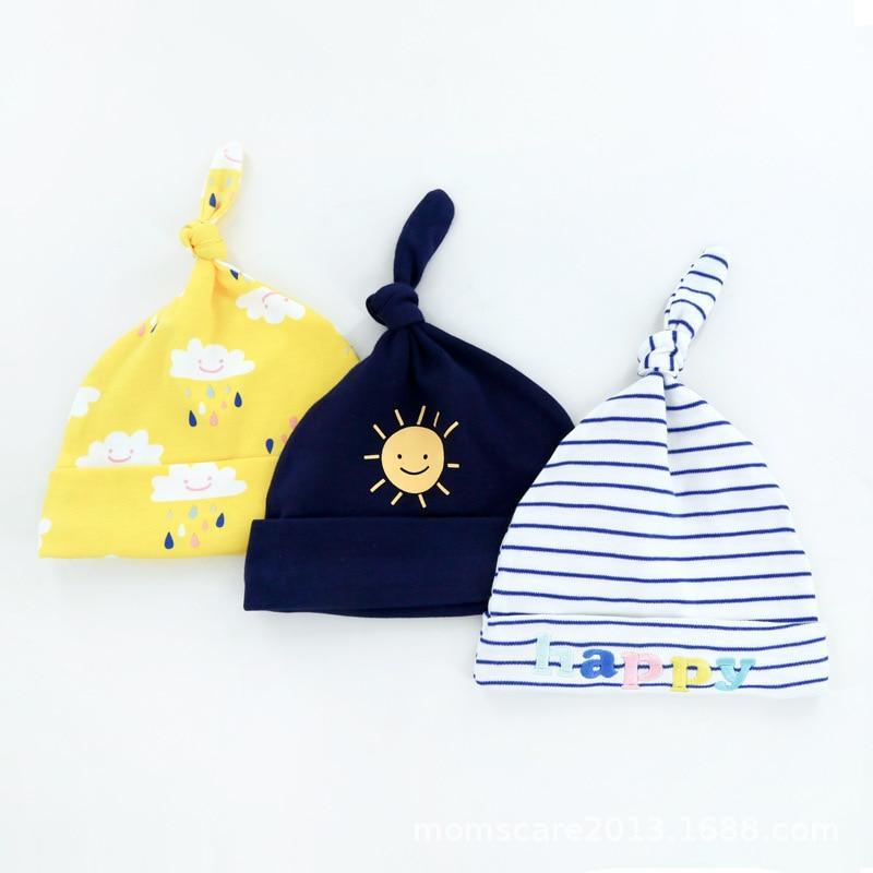 Printed Baby Hats & Caps For Newborn Baby Accessories In Elegant Modern Design Set Of 3PCS For Baby Kids