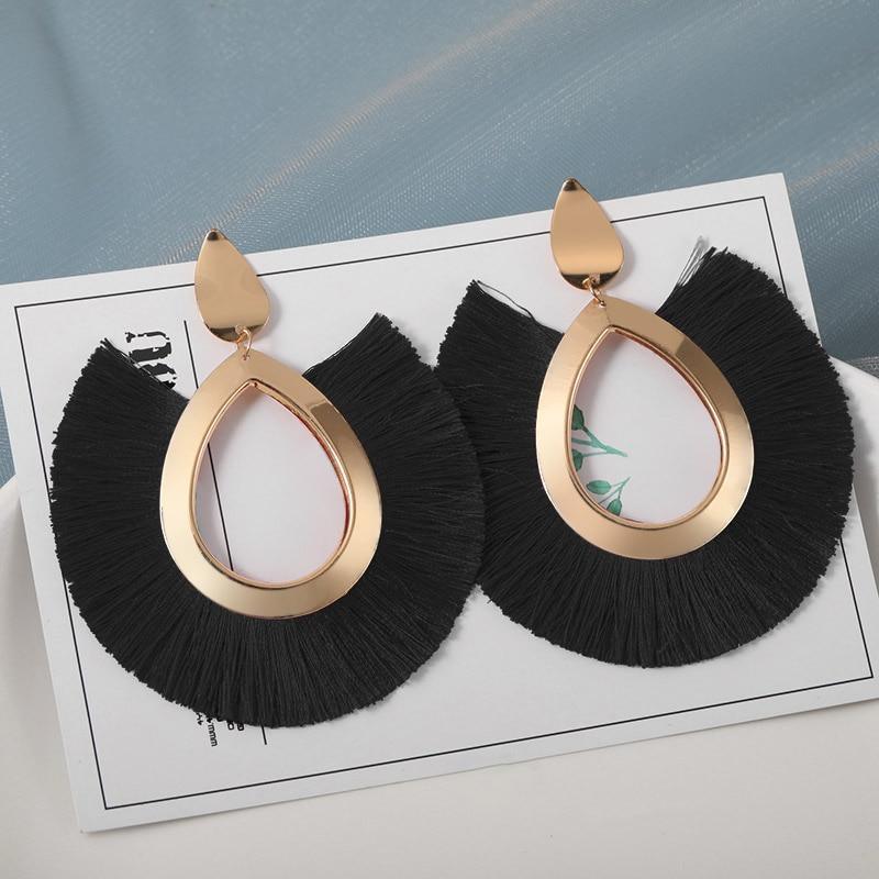 Tassel Modern Epic Retro  Bohemian Tassel Earrings for Women In  Cotton Silk Fabric Long Fringe Drop Dangle Earrings Design